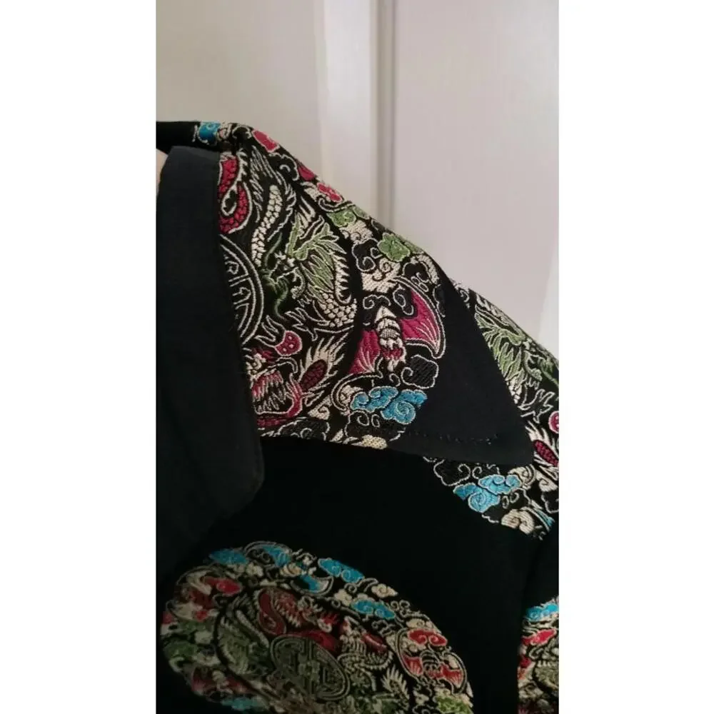 Vintage R&K Evening 100% Silk Jacket Geometric Asian Women's Size 10‎
